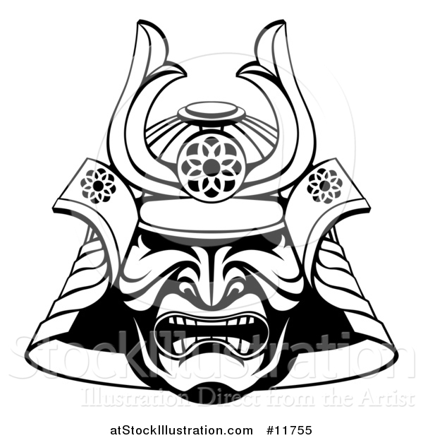 600x620 Vector Illustration Of A Black And White Lineart Skull Asian