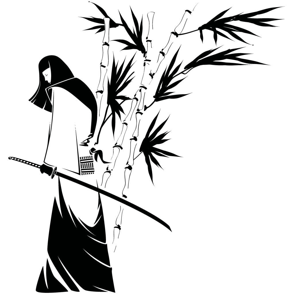 1024x1024 Samurai Warrior Bamboo Wall Sticker Decal
