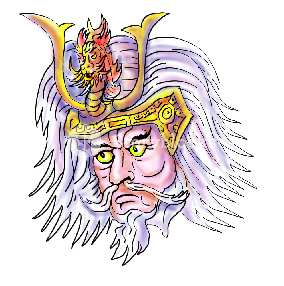 993x1000 Samurai Warrior Head Royalty Free Stock Image