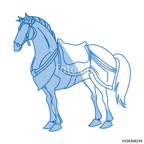 500x500 Drawing Horse Of Warrior Samurai Animal Vector Illustration Stock