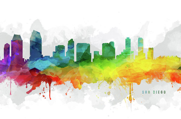 600x395 San Diego Skyline Digital Art Fine Art America