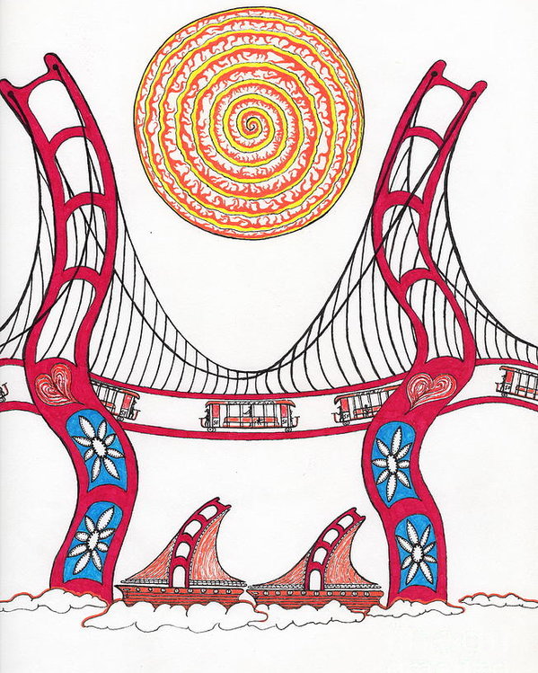 599x749 Golden Gate Bridge Dancing In The Wind Poster