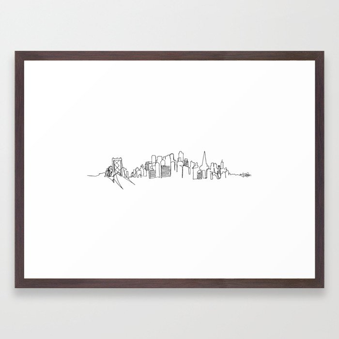 700x700 San Francisco Skyline Drawing Framed Art Print