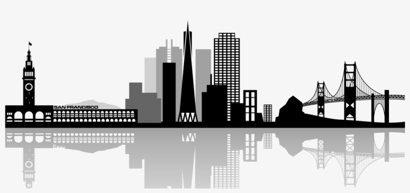 820x387 San Francisco Skyline Black And White Clip Art