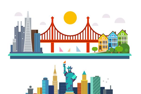 600x400 Welcome To World, Flat Landscape Set