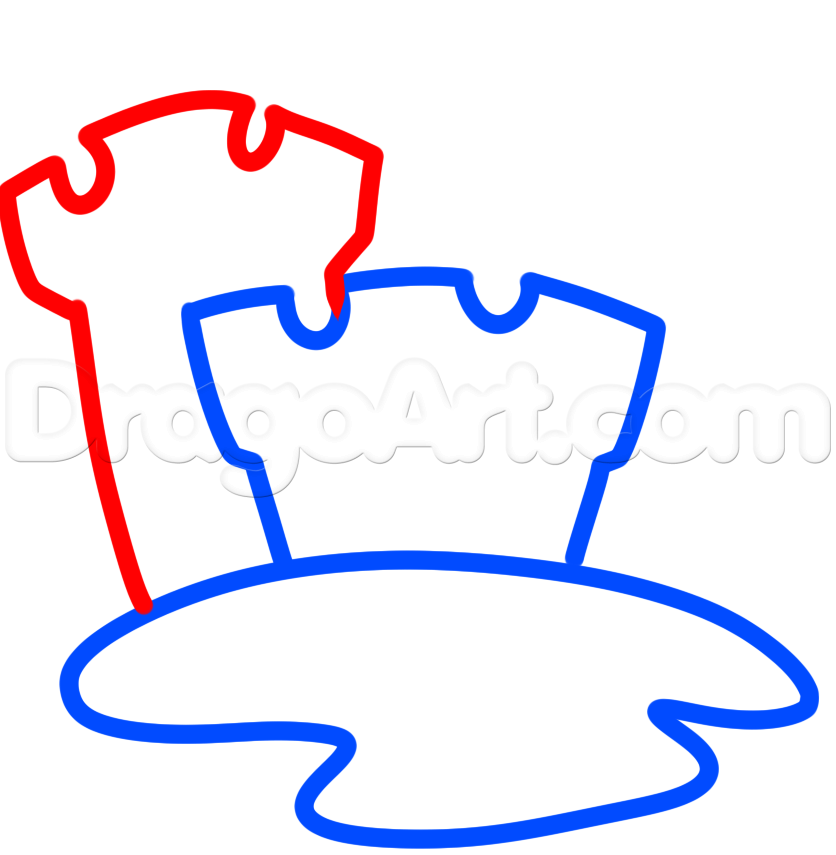 836x855 how to draw a sandcastle, step