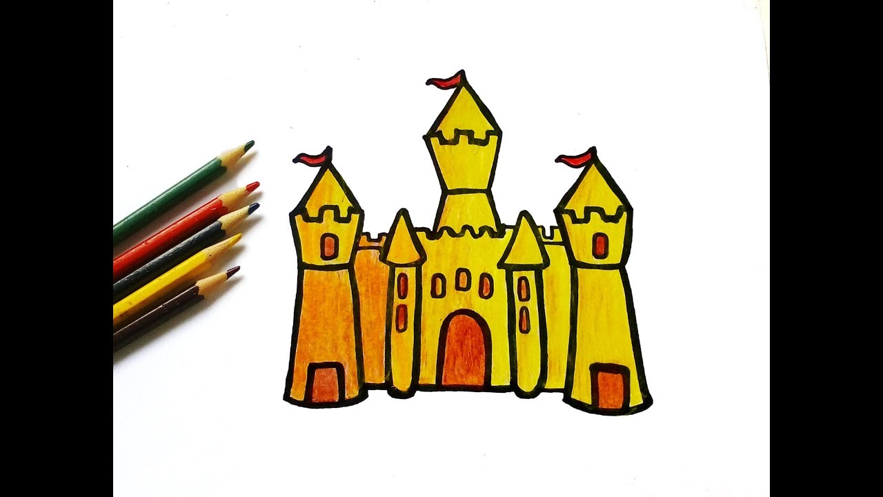 1280x720 How To Draw A Sand Castle For Kid Easy Drawing Tutorial