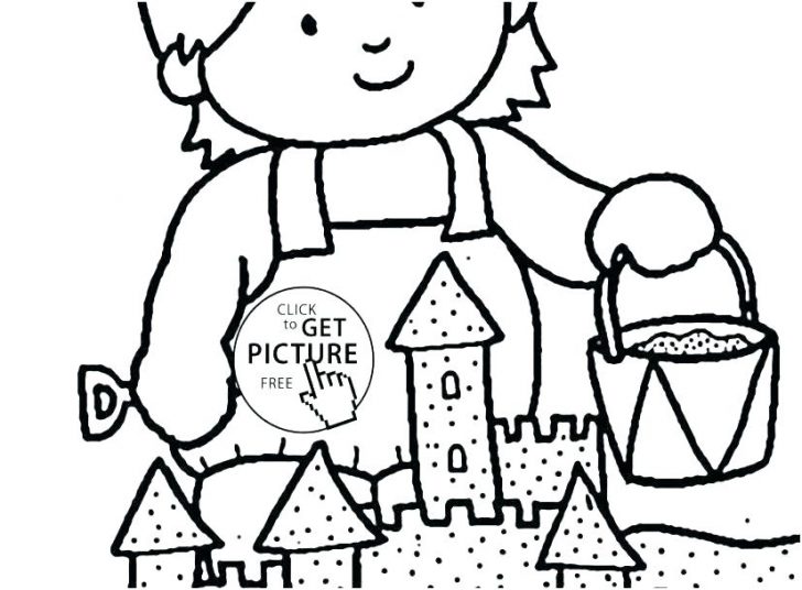 728x536 Sand Castle Colouring Sheets Beach Coloring Pages Free Printable E