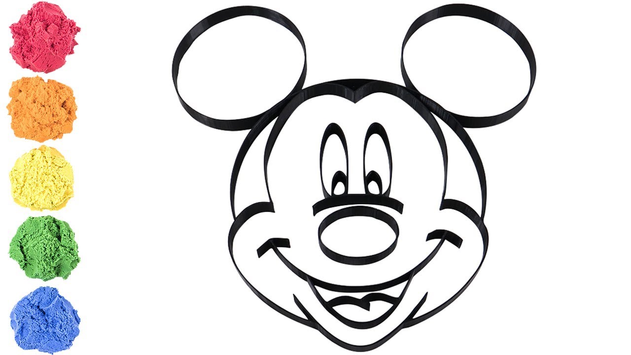 1280x720 Mickey Mouse Coloring And Kinetic Sand Drawing Play Learn Colors