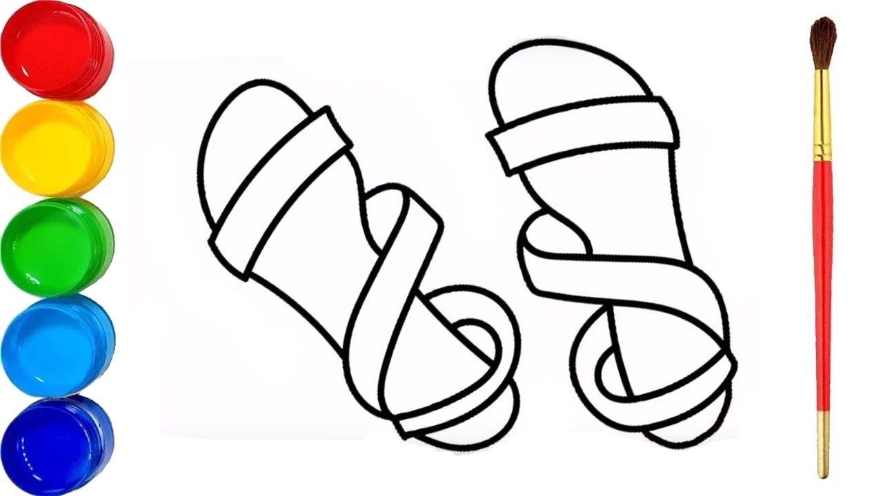 1280x720 Easy Drawing For Kids Draw And Color The Sandals Learn