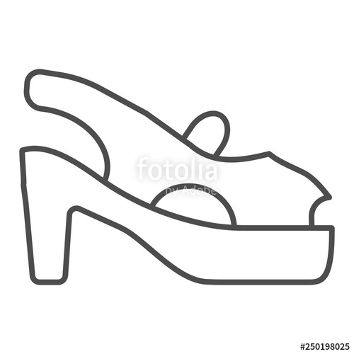 500x500 Woman Shoes Thin Line Icon Sandals On Heels Vector Illustration