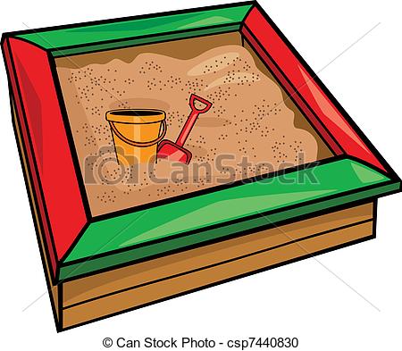 450x393 Sandbox With Toys Cartoon Illustration
