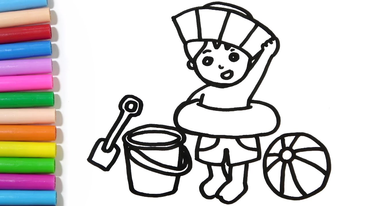 1280x720 How To Draw Little Boy Playing On A Sandy Beach Hde