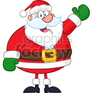 300x300 Happy Santa Claus Cartoon Mascot Character Waving Hand Drawing