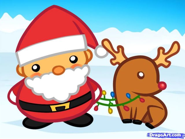 640x480 Xmas Cartoon Drawing How To Draw Santa And Rudolph Santa