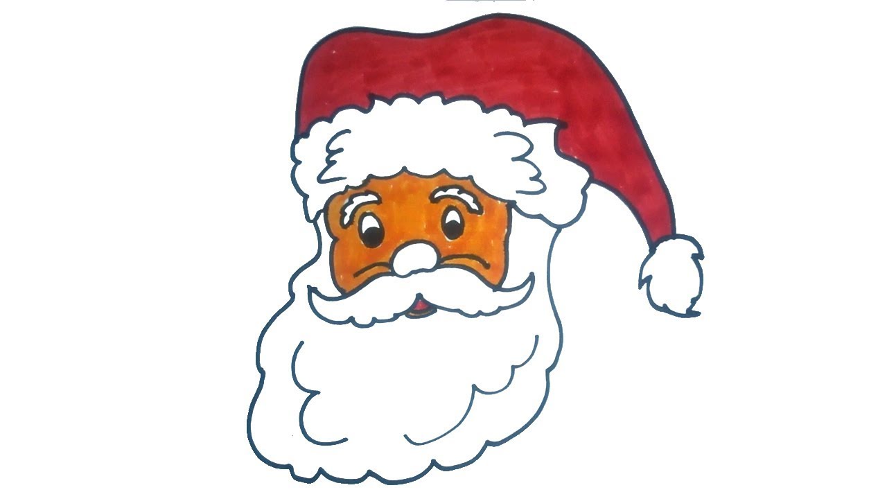 1280x720 Santa Claus Face Drawing How To Draw Santa Claus Step