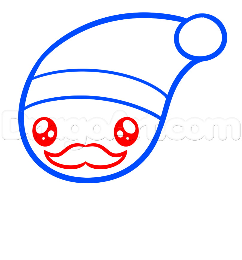 809x871 How To Draw Kawaii Santa, Step