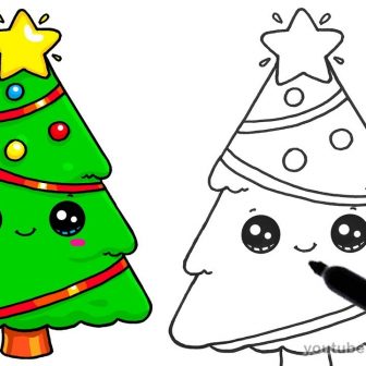 336x336 Christmas Tree For Drawing Easy Of An And Santa Claus Cute Simple