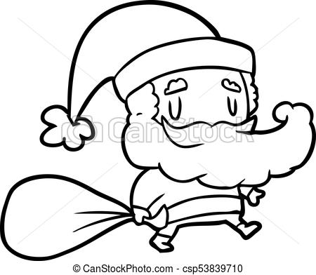 450x392 Line Drawing Of A Santa Claus Carrying Sack Of Presents