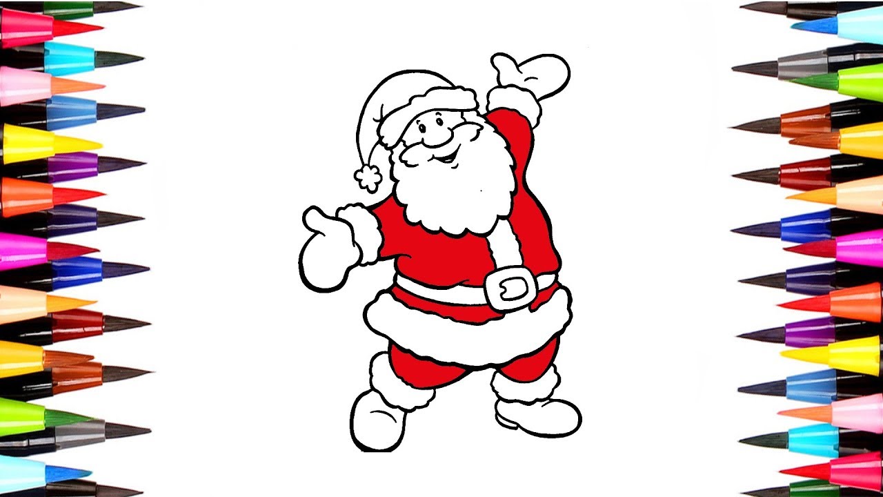 1280x720 Santa Claus Coloring Pages Christmas Drawing For Kids