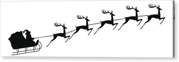 617x216 Santa Claus Rides In A Sleigh In Harness On The Reindeer Acrylic