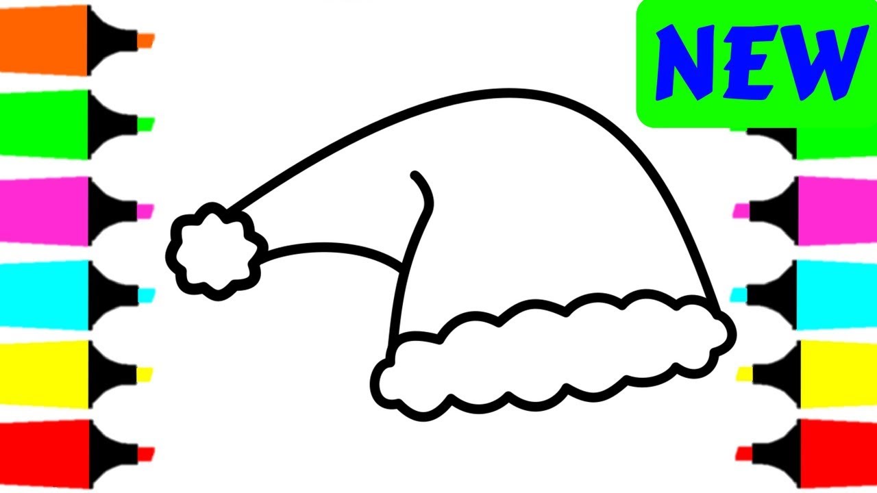 1280x720 Christmas Hat Coloring Pages With How To Draw Santa For Kids