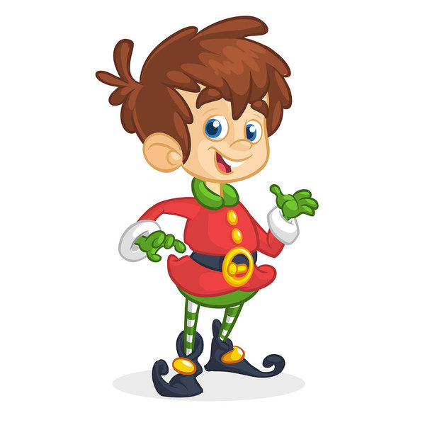 600x600 Vector Illustration Of Christmas Boy Elf Cartoon Cute Happy Dwarf