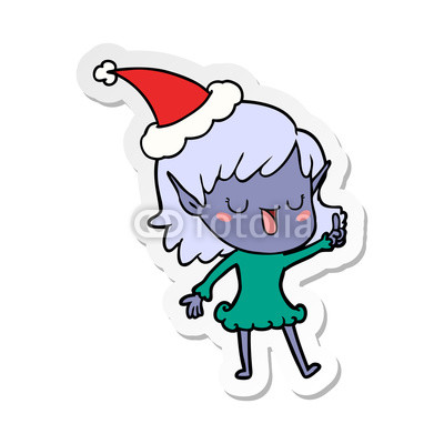400x400 Sticker Cartoon Of A Elf Girl Wearing Santa Hat Buy Photos Ap