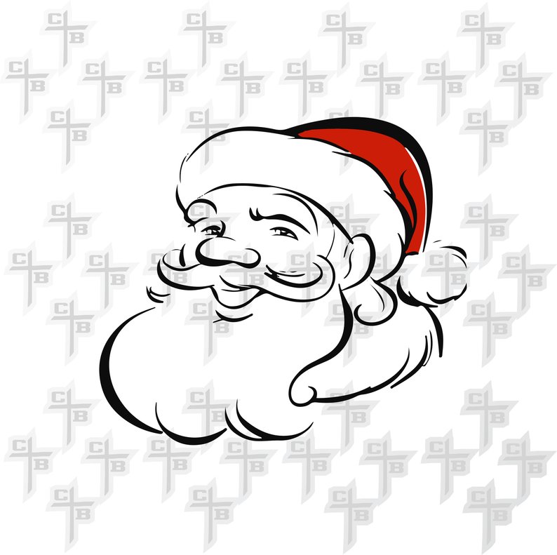 794x791 Santa Face Drawing Hipster Png Files For Etsy