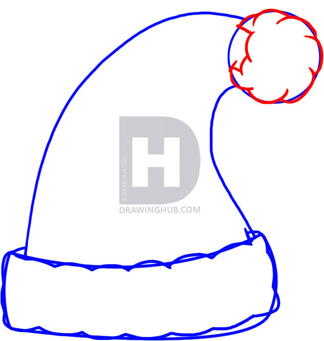 662x697 How To Draw A Santa Hat, Step