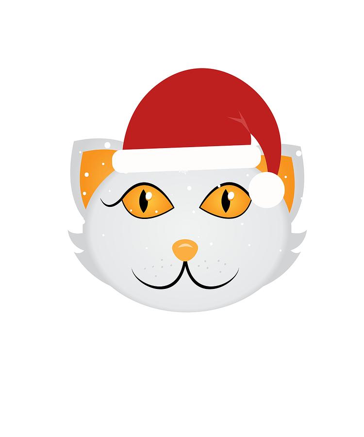 750x900 Christmas Cat In Santa Hat Drawing