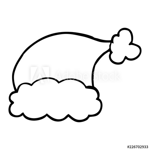 500x500 Line Drawing Cartoon Santa Hat