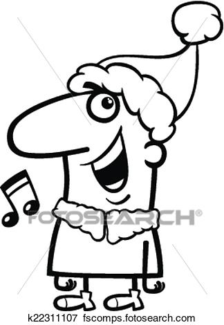 324x470 Clip Art Of Santa Singing Carol Coloring