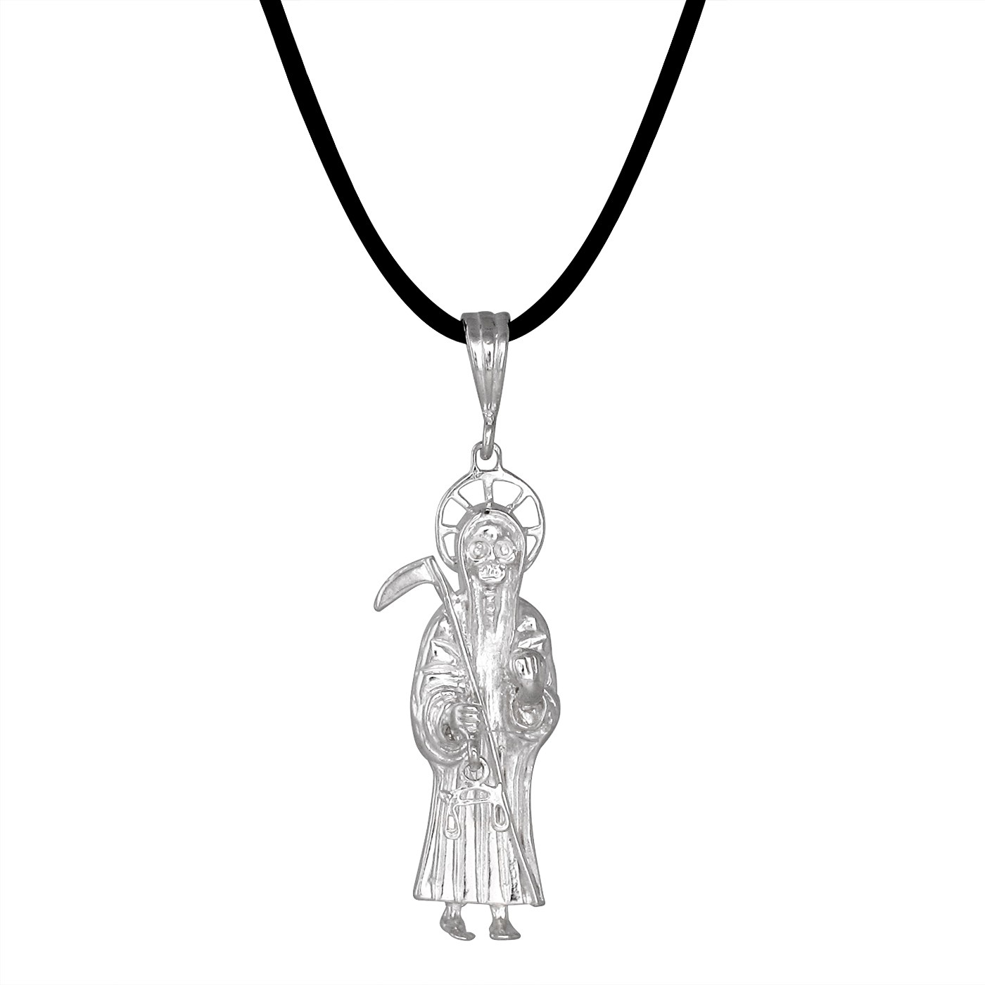 1400x1400 sterling silver santa muerte lady of the holy death charm pendant