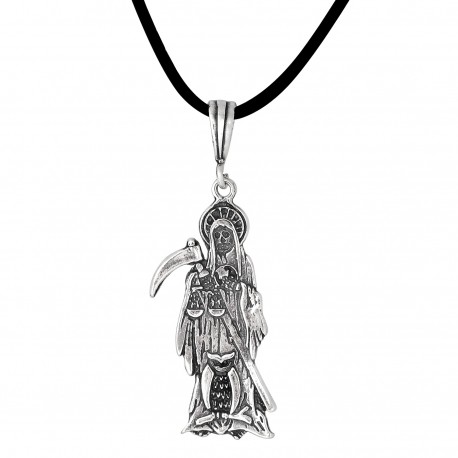 458x458 sterling silver santa muerte lady of the holy death oxidized pendant