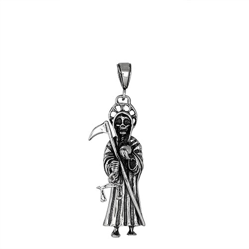 500x500 silver oxidize santa muerte pendant