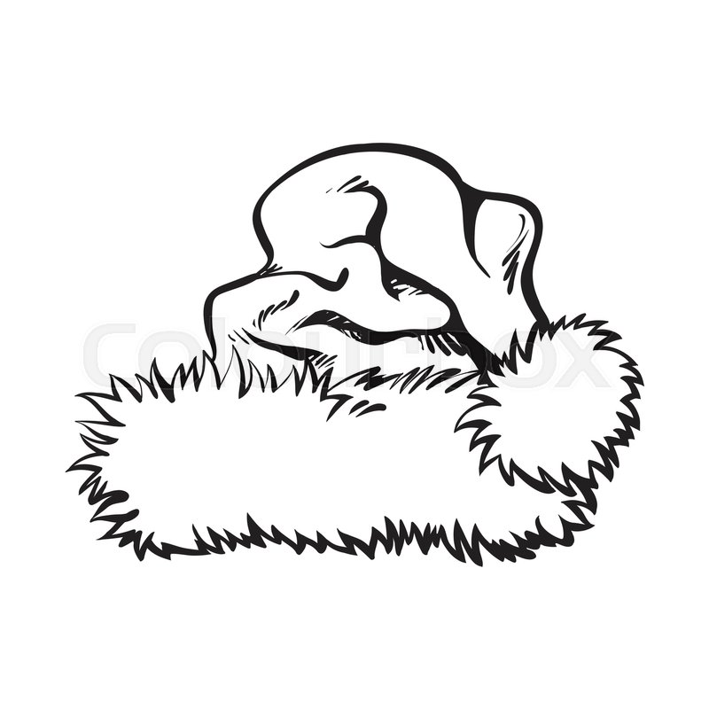 800x800 Red Santa Claus Hat, Sketch Style Stock Vector Colourbox