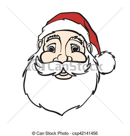 450x470 Smiling Comic Santa Claus Portrait Hand Drawn Vector Sketch