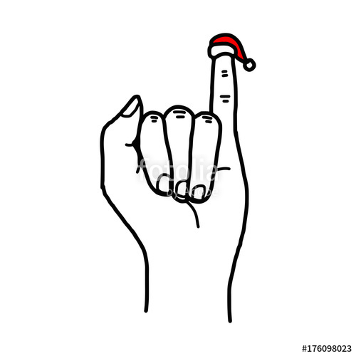 500x500 Hand Showing Little Finger With Santa Claus Red Hat Vector