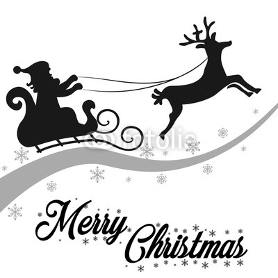 400x400 Black Silhouette Santa Claus Flying With Reindeer Sleigh Buy