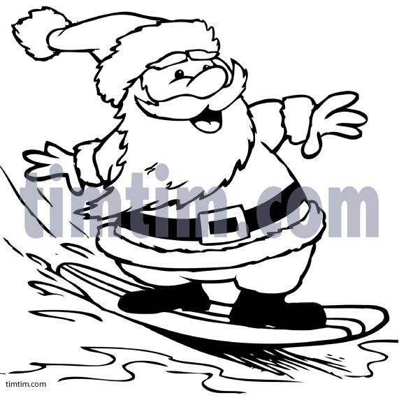 571x583 Surfboard Coloring Free Drawing Of A Surfing Santa Bw