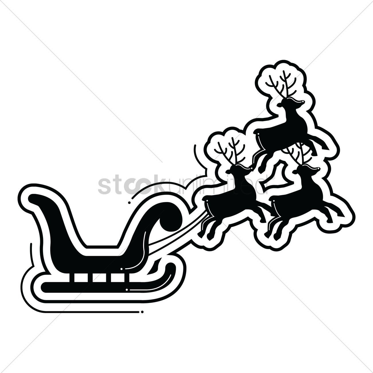 1300x1300 Santa Sleigh And Reindeer Vector Image