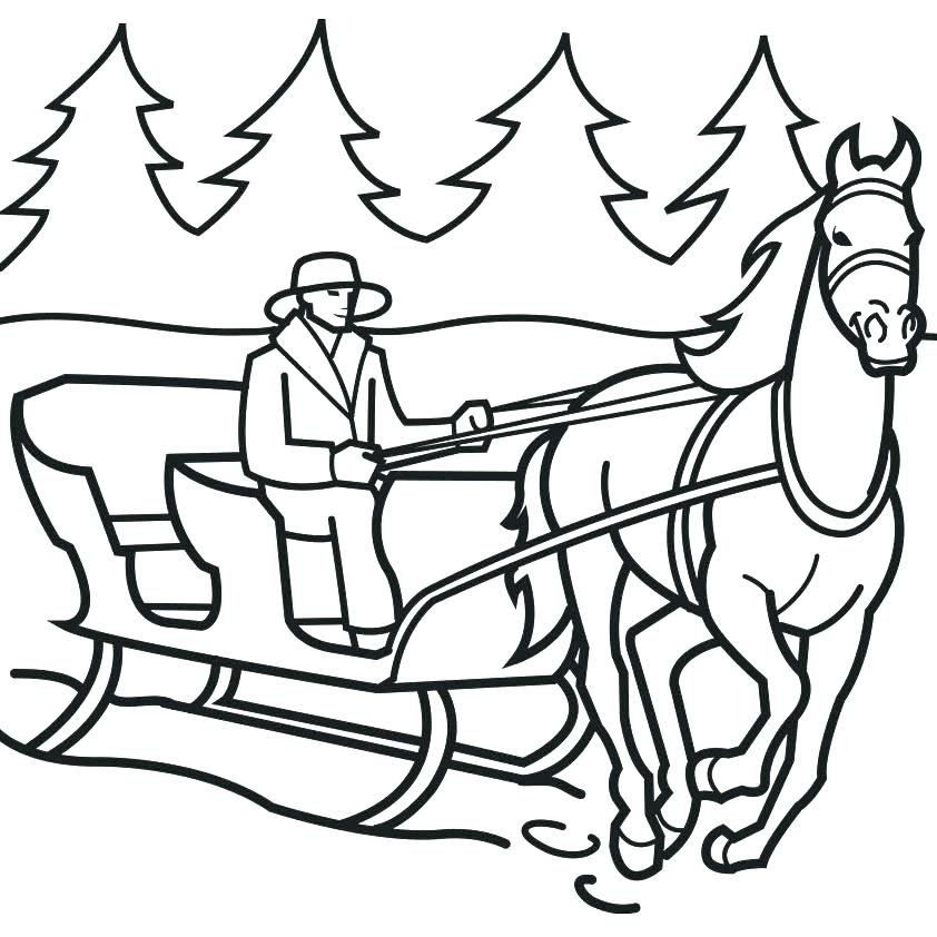 842x842 Coloring Santa Sleigh Coloring