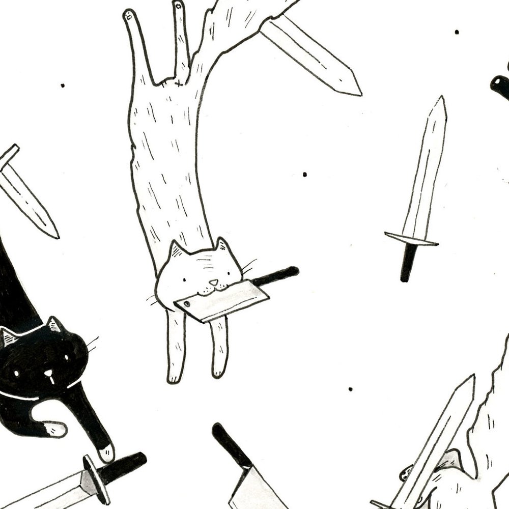 1000x1000 sword cats sap ink