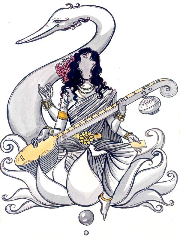 600x804 Indian Gods Saraswati