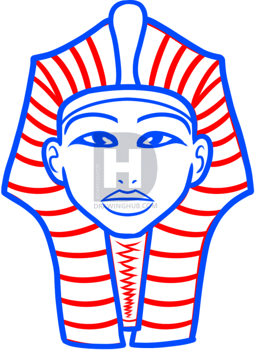526x720 How To Draw King Tut For Kids, Step