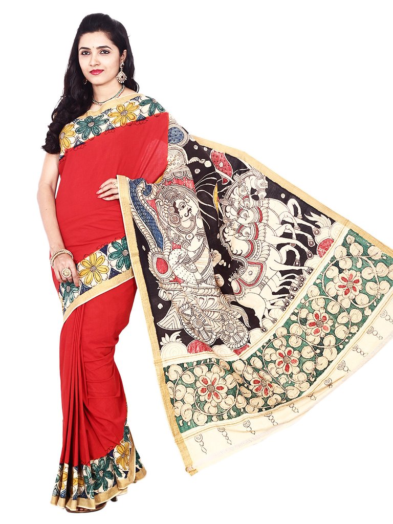 768x1024 original hand drawn kalamkari cotton saree