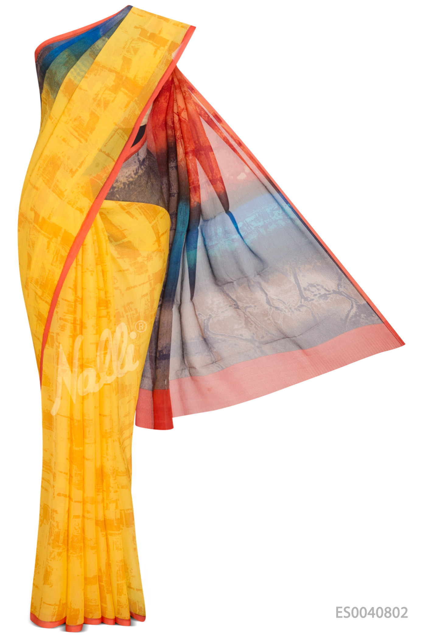 1400x2096 yellow mysore chiffon saree