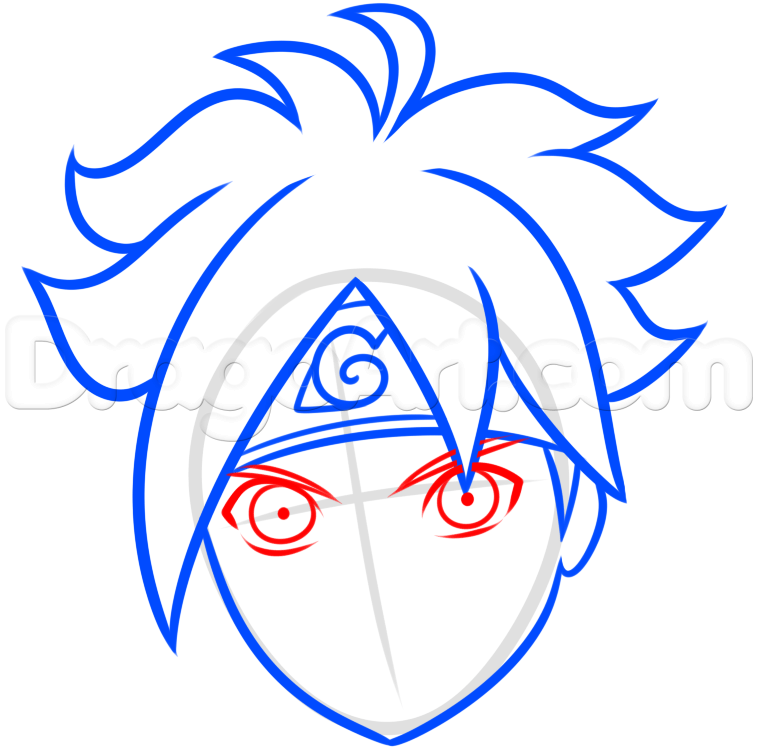 758x755 Draw Boruto Easy, Step