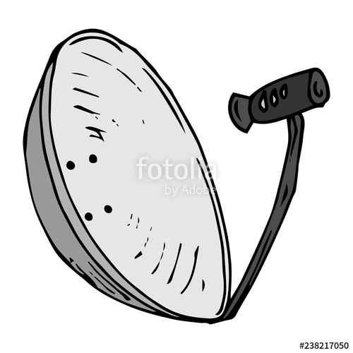 500x500 Satellite Dish On A Black Background Vector Illustration